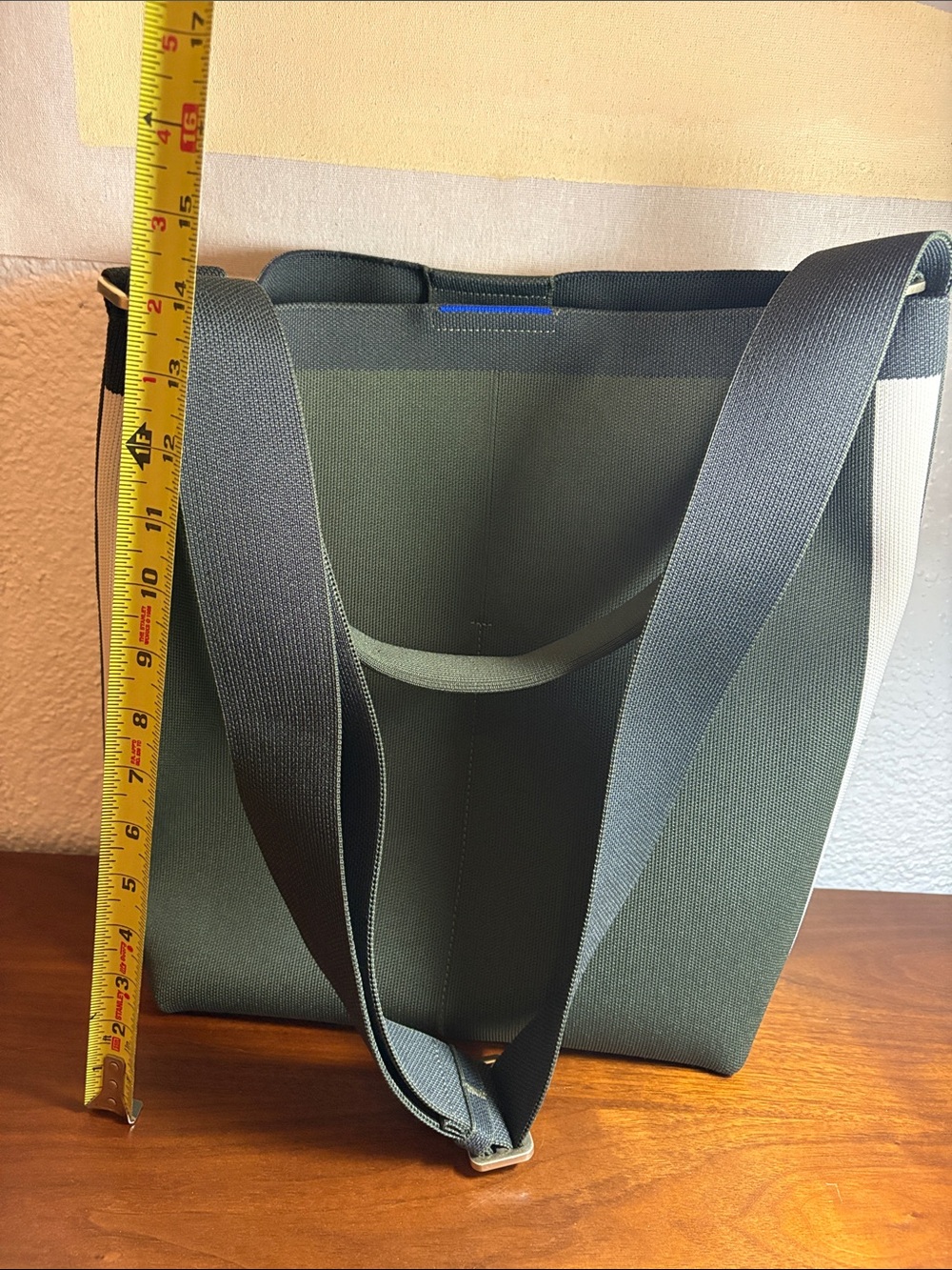 Rothy’s The Bucket Bag - Deep Forest, Black and White Striped - Picture 9 of 11